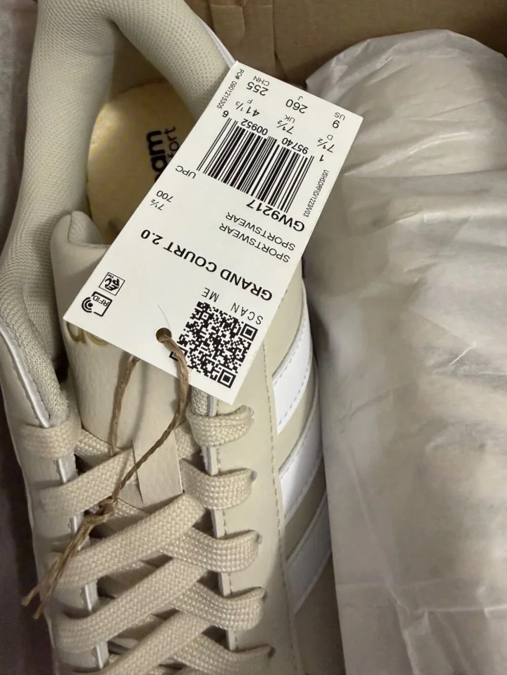 adidas women GRAND COURT 2.0 SHOES, size 9, beige - Picture 3 of 5
